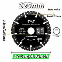 1 件金刚石金属切割刀片，砂轮 115/125 毫米专业金刚石锯片，适用于钢材、金属石材、大理石、铁、铝、混凝土切割片，多功能切割片，适用于铁、钢筋、金属板、铝等 - 黑色 - 查看 4