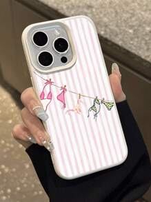 1pc Summer Limited Edition Vertical Striped & Litchi Pattern TPU Waterproof Shockproof Anti-Slip Soft Phone Case Compatible With Apple/Redmi Phones Anti-Fall Scratch Resistant