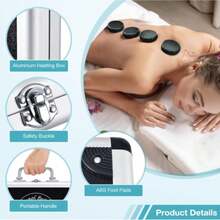 KINGSTEAM Kit De Piedras Calientes 12 Piezas Maletin Electrico Spa - Negro - Ver 10