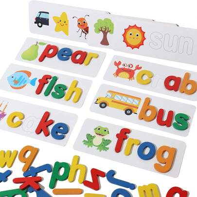 拼写游戏学习玩具木制 ABC 字母表闪卡匹配形状字母单词拼图游戏教育发展玩具学龄前蒙特梭利 STEM 礼品玩具