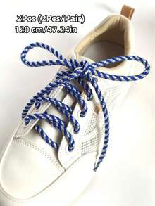 2 件金属编织鞋带，涤纶编织圆形鞋带，彩色双色黑白红黄蓝