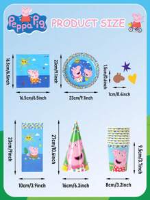 Hasbro Ensemble de 156 pièces de vaisselle et ballons Peppa Pig sous licence officielle. Comprend des assiettes, des tasses, des serviettes, des ballons, des sacs-cadeaux, des chapeaux de fête, des bannières, une nappe, des confettis et des autocollants. Décorations d'anniversaire thème rose