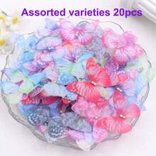 涤纶多色双层蝴蝶贴花、刺绣补丁、婚礼装饰、女士时尚配饰、适用于 DIY 发夹、婚纱、手机壳、墙壁、家居、衣服装饰、派对、婚礼、音乐节、度假、生日礼物、珠宝装饰