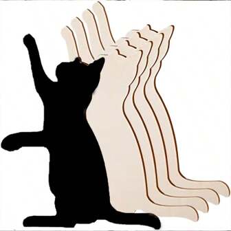 1 pieza Silueta de gato de madera sin terminar en 2D, rebanada de madera en blanco para manualidades DIY, apta para fiestas, Halloween, Navidad, decoraciones de Acción de Gracias
