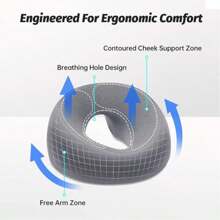 按摩床、记忆棉枕头、按摩枕、俯卧枕、按摩枕、头枕、俯卧睡眠枕、面部托架、可拆卸枕套，适用于沙龙、家庭、午休、节日礼物（灰色、粉色、绿色）