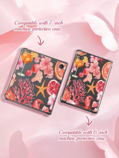 A Purely Beautiful, Fresh And Lovely Transparent Kobo Case, Transparent TPU Material Anti-Drop Protection Case Pink Elements Series Pattern, Suitable For Kobo E-Book Readers,Kindle Paperwhite (12th Gen) Romantic Gift