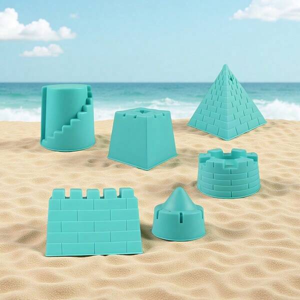 Children's Beach Toys Sand Mold Set, Sandbox Toys For Toddlers & Kids, Travel Sand Toys, Sand Castle Toys, Suitable For 3-10 Years Old Kids, Christmas, Halloween, Snowplay (Random Color)