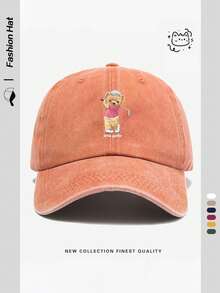 1 件女士卡通高尔夫熊主题印花棒球帽，透气可调节高尔夫太阳帽，男女款休闲户外遮阳帽，适合海滩、派对、度假、建筑工地