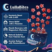 LullaBites Natural Sleep Gummies – Melatonin-Free Blend With 5-HTP, L-Theanine, Magnesium & Valerian – Vegan, Sugar-Free, Halal – Strawberry Flavor – 60 Gummies (30 Servings) - 1 chai - Xem 3
