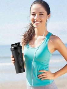 1 Bình lắc thể thao 400ml bằng nhựa, cốc đựng protein kèm bóng trộn, chống rò rỉ một lớp, dung tích lớn, đựng nước thể thao dùng cho phòng tập thể dục, chạy bộ, văn phòng, trường học, tập luyện ngoài trời, du lịch, cốc đựng nước di động - Nhiều màu - Xem 5