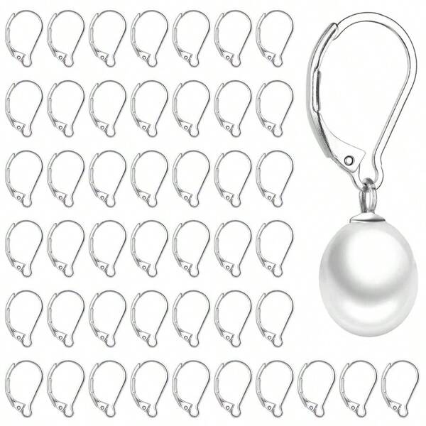 50 pièces Crochets d'oreille à levier, fils d'oreille hypoallergéniques pour fabriquer des boucles d'oreilles pendantes, ouverture/fermeture lisse, 10x16mm pour fournitures de fabrication de bijoux DIY