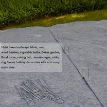 50pcs U-Shaped Garden Stakes, Heavy Duty Metal Landscape Fabric Ties, For Securing Barriers, Ground Covers, Fences And Artificial Turf - Ideal For Gardening And Landscaping Projects!