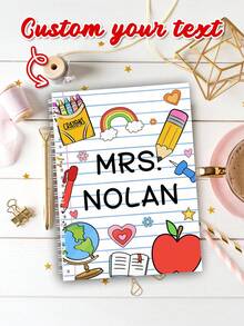 Un cuaderno personalizado de vuelta a la escuela, un cuaderno con nombres personalizados, un diario escolar para niños, útiles escolares, un regalo para estudiantes en la temporada de vuelta a la escuela, tamaño 14.3x20.7cm, para útiles escolares, de vuelta a la escuela
