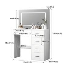 New Dresser For Summer, Dresser With Mirror And Bulb, Dresser With Multiple Drawers And Storage Shelves, Makeup Table, Dresser With 3 Color Modes And Adjustable Brightness, Bedroom, Large HD Mirror, Mirror And Jewelry Organizer, Gifts For Women - trắng - Xem 9