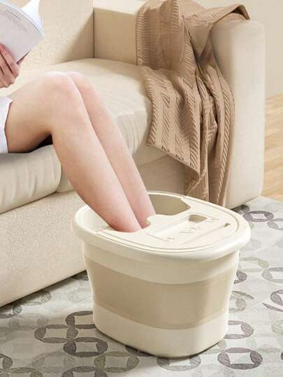 1pc Portable Foldable Foot Bath Basin With Massage Function - Space-Saving Thick Plastic Design, Hang Without Electricity, Suitable For Home & Bedroom - Bathroom Accessories, Cute Panda Shape, Material, Random Color