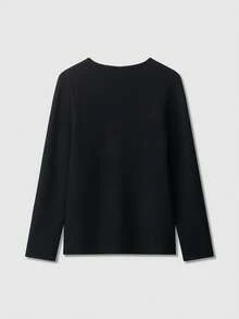 Casual Versatile Simple Solid Color Knitted Cardigan Black - Black - View 9