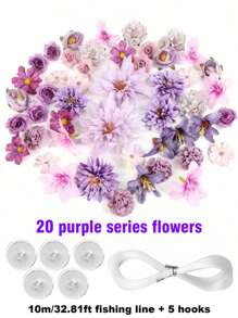 1pc Monochrome Series Floating Artificial Flowers Curtain, Creative Photography Prop, Indoor Outdoor Floral Decor, Plastic Fake Flower Petals Waterfall, Romantic Wedding Backdrop, 3-10cm Random Size, Decoration Material Pack