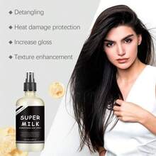 Super Milk Conditioning Hair Primer,Spray acondicionador sin aclarado, Hidratación suave, Suavidad y brillo, Spray acondicionador Volumen fresco (2 piezas) - Negro - Ver 6