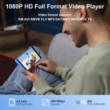 80GB 音乐播放器，带蓝牙和 WiFi 的 MP3 和 MP4 播放器，带 4 英寸 IPS 触摸屏的数字音频播放器，M503Pro Spotify 播放器，带音乐、Audible、Chrome，最高 512GB - 藍色 - 查看 6