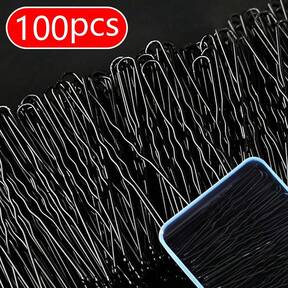 (100 piezas/paquete) Pasadores de cabello en forma de U negros, pasadores de cabello para ondas y flequillo lateral, accesorios para el cabello de mujer, pasadores de cabello pequeños, accesorios para el cabello, herramientas para el cabello, accesorios de belleza, accesorios para el cabello rizado
