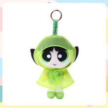 Powerpuff Girls Raincoat Plush Keychain, Bubbles Buttercup Blossom Raincoat Plush Toy Hanging Charms, Cartoon Character Raincoat Cute Bag Charms