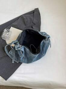 Women's Fashionable One Shoulder Bag, Underarm Bag, Large Capacity Denim Casual Versatile Tote Bag, Suitable For Going Out, Travel, Shopping