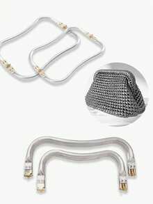 CALINNL 多种尺寸方形铝夹，箱包五金铰链夹，云包支架，编织袋口夹，金色包夹，女士礼品 - 銀色 - 查看 1