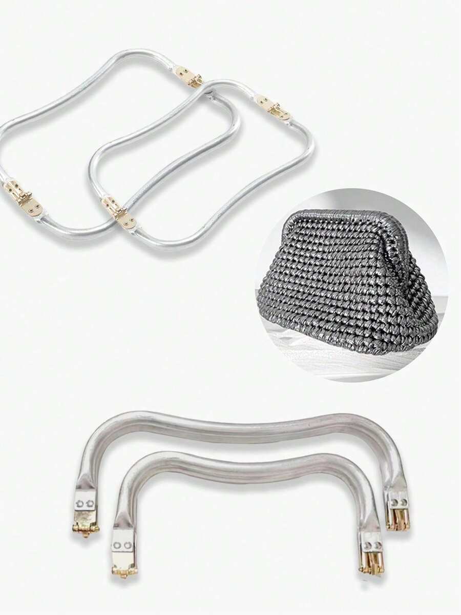 CALINNL 多种尺寸方形铝夹，箱包五金铰链夹，云包支架，编织袋口夹，金色包夹，女士礼品 - 銀色 - 查看 1