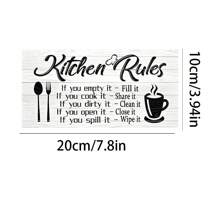 1 Pieza, Tablón de madera con Reglas de Cocina, Citas inspiradoras divertidas en lienzo para colgar en la pared, Decoración de habitación, Decoración de escena, Decoración de cocina, Decoración de pared inspiradora para el hogar, la cocina, la sala de estar u oficina - El regalo perfecto para ella o él