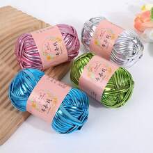 100g Hilo de ganchillo brillante para DIY, bola de hilo para tejer a mano para bolso, manta, cojín, camiseta - Multicolor - Ver 6
