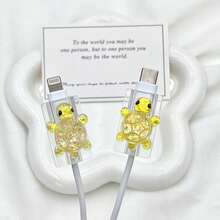 2 件闪亮海龟充电器保护器、数据线套、3D 海龟手机配件、防断充电线保护器、手机充电端口保护装置充电器配件、手机配件