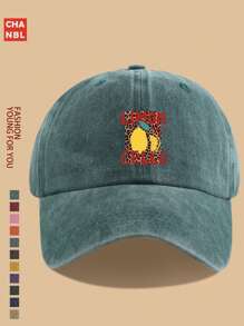 1pc Summer Lemon Print Baseball Cap, Unisex Distressed Vintage Snapback, With Leopard Design, Lightweight Breathable City Cap, Truck Driver Dad Hat, Party Hiphop Hat, Beach Vacation Sun Hat, Outdoor Fishing Golf Sports Cap, Ideal Gift For Family And Friends On Holidays And Anniversaries, All-Season