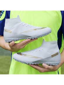 Zapatos de fútbol para hombres, cómodos, antideslizantes, transpirables, zapatos de entrenamiento profesional de caña alta, clavos TF, zapatos de partido de talla grande para exteriores, zapatos de fútbol para interiores de cinco a lado, césped artificial/césped/césped artificial, adecuados tanto para hombres como para mujeres