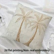 1 funda de cojín moderno y minimalista con diseño de palmera, estampado en 2D de palmeras blancas de 18" x 18", lavable a máquina, para sofá/decoración de la habitación, sin relleno incluido