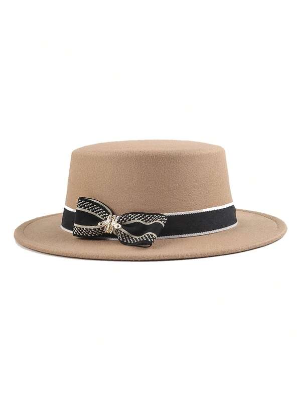 1pc Women's Fashion Hat, Bowknot Decor Vintage Fedora Hat, Lightweight & Convenient Sun Hat For Outdoor Walk, Shopping, Travel, Daily Wear