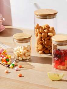 Bộ 4 hộp thủy tinh đựng thực phẩm có nắp tre, lọ thủy tinh trong suốt kín khí đựng trà, gia vị, đậu, dưa chua, có thể rửa bằng máy rửa chén - Hộp đựng mì ống cỡ lớn 1400ml - Trong sáng - Xem 11