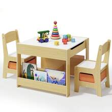 4-In-1 Kids Table And Chair Set With Removable Tabletop Storage, Toddler Craft Table ,With Other Tools Stored Under The Chair,For Daycare, Classroom, Home - Maple - View 6