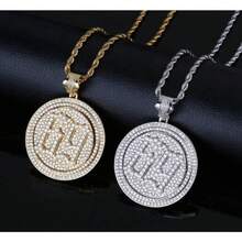1Pc New Retro Design Round 69 Pendant Necklace, Personalized Street Charm Exquisite Accessory Accessories