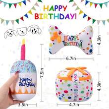 iDestry Hundekuchen Spielzeug aus weichem Plüsch mit quietschenden, bunten Kerzen, strapazierfähiges, Lustiges Kaukuscheltier für große Hunde-Rassen als Geburtstaggeschenk mit Halstuch