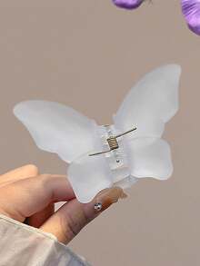 爪夹 4 件/1 件女式 2.68 英寸/6.8 厘米仙女可爱蓝色、白色、绿色、粉色全息蝴蝶形状大号轻质塑料发夹，时尚百搭高档优雅简约发饰适合日常外出、休闲派对、通勤、海滩、沐浴、化妆、学校用品、大学秋季配饰秋冬度假装女士 - 彩色 - 查看 7