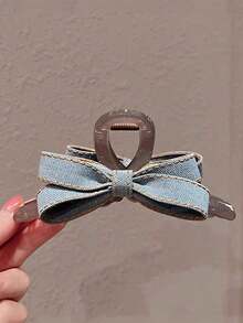 发夹 1 件装 新款灰色蝴蝶结发夹，大号发饰，适合发髻和高髻发饰 优雅爪夹，蝴蝶结配饰，学校用品，大学秋季配饰