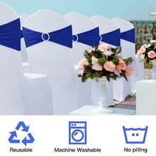 10/50/100pcs Elastic Chair Belts, Bow Elastic Chair Belts, Buckle Free Belts For Wedding Decoration, Banquet Decoration