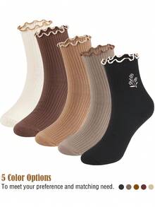Women Cotton Super Thin Frilly Ruffle Socks Boat Socks Ankle Short Socks - 黑色 - 查看 3