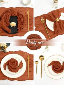 4/12 件 50*50 厘米纱布奶酪布餐巾，大地色乡村波西米亚风格褶皱餐巾，用于婚礼装饰、户外/室内婚礼活动、生日派对、新娘送礼会、感恩节、圣诞节和其他场合的装饰布餐巾