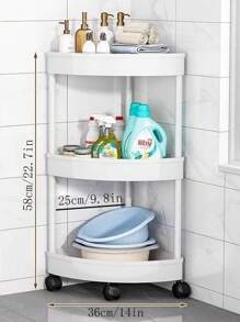 1pc Freestanding Triangular Shelf Rack, Multi-Tier Storage Organizer For Bathroom, Toilet, Kitchen Corner Space