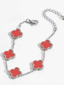 1 件时尚精致幸运四叶草花瓣手链，时尚百搭，适合女性情人节、妈妈、母亲、母亲节、礼物 - 彩色 - 查看 20