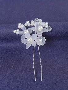 4 pezzi Eleganti fermagli per capelli con fiori bianchi fatti a mano, accessori per la Festa di San Valentino, accessori per capelli da sposa, adatti per l'estate e la spiaggia - Bianco - Visualizzare 4
