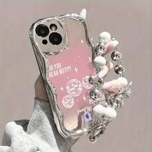 Funda para teléfono (1 unidad): Un teléfono con ondas electrochapadas y una cadena de perlas. Una funda protectora completa, resistente a golpes y caídas. Elegante accesorio compatible con las series 11, 12, 13, 14, 15, 16 Pro y Pro Plus. - Colores mixtos 1 - Ver 6
