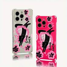 Funda para teléfono 1 pieza. El diseño de círculo rosa en forma de corazón te permite colgar una funda para teléfono en las cuatro esquinas. Es adecuado 13 Pro 14 Plus 15 12 16 TPU impreso suave - Colores mixtos 2 - Ver 4