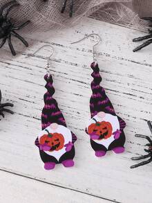 1 对可爱万圣节和冬季蝙蝠、南瓜、雪花、矮人吊坠耳环，适合女士，PU 皮革双面秋冬节日耳环礼物